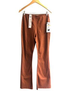 TINSELTOWN -WOMENS BROWN PULL ON FLARE CORDUROY PANTS - HI-RISE SIZE 3